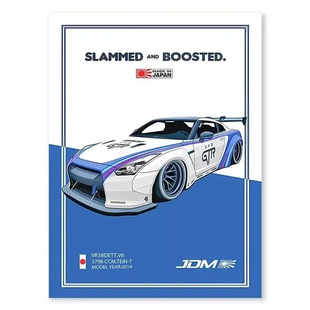 JDM GTR Sports Car Canvas Wall Art Poster | Boys Room Decor
