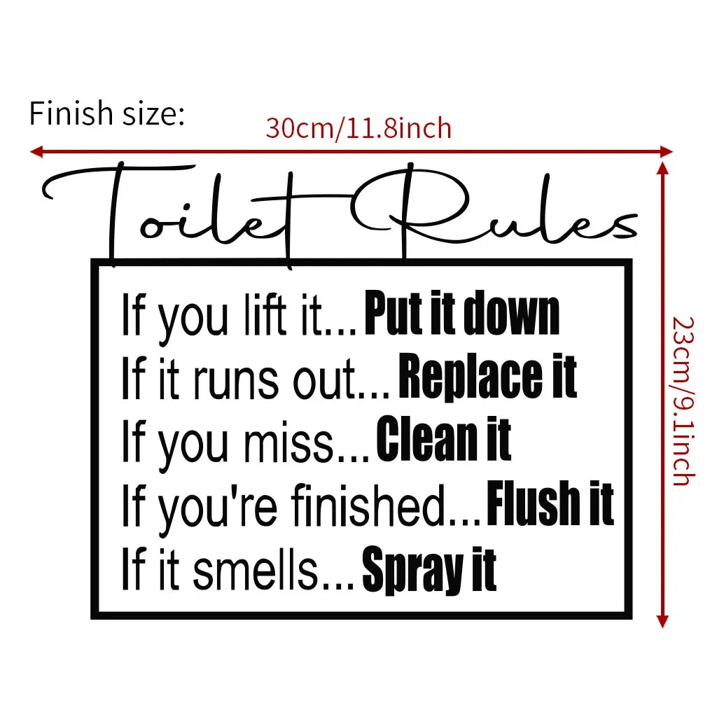Funny Bathroom Toilet Sign Wall Stickers | Waterproof PVC Decals