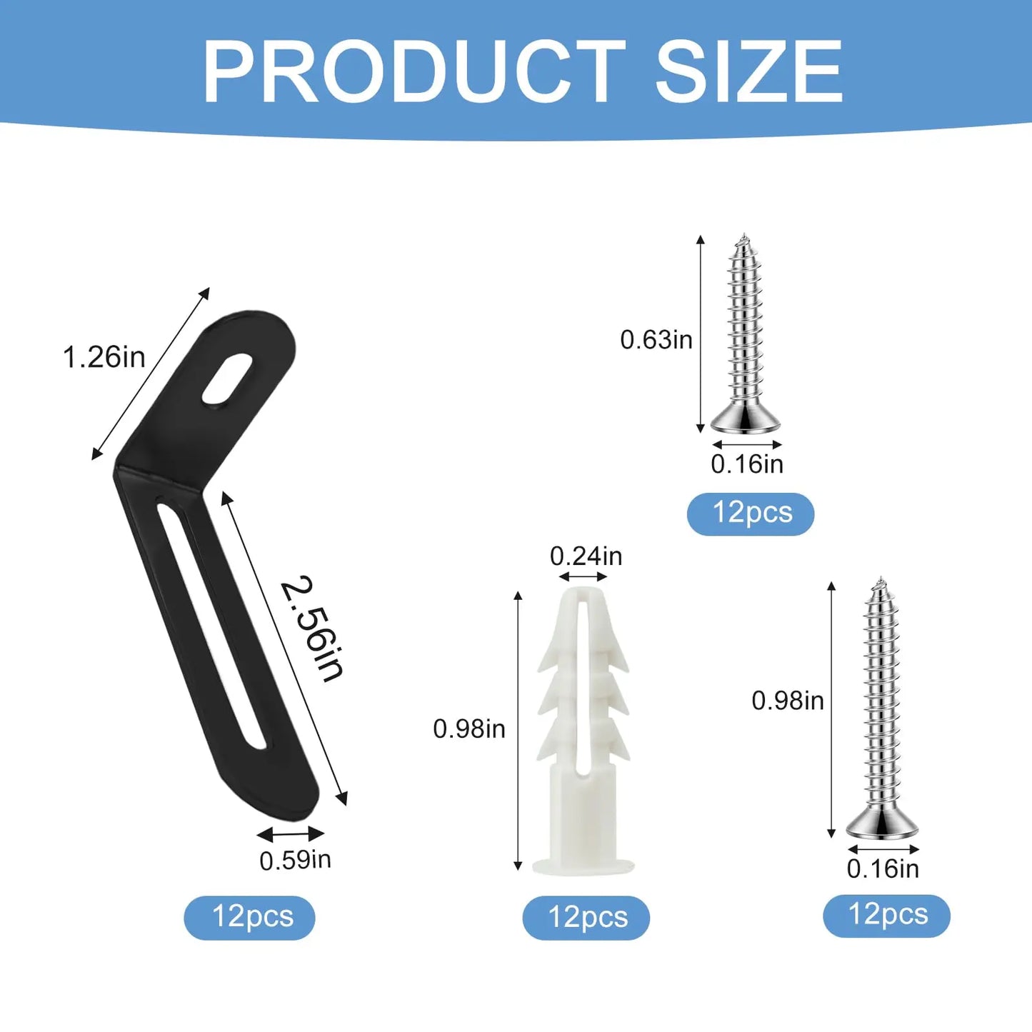 12-Pack Steel Furniture Anti-Tip Anchors | Baby & Pet Safety Kit