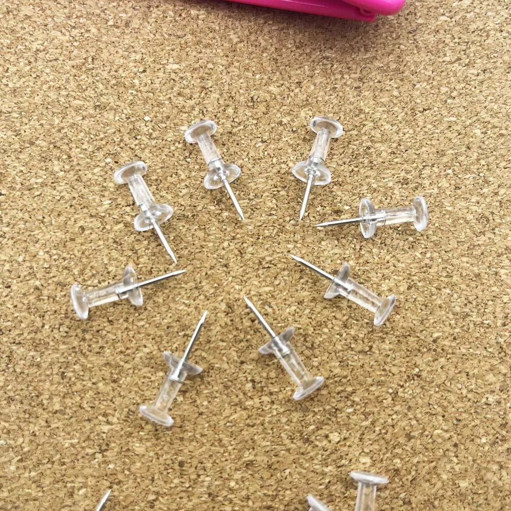 Transparent Push Pins Thumb Tacks with Box – 20/50/100 Pack