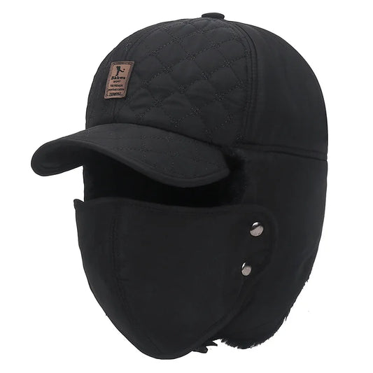 Unisex Winter Outdoor Cycling Windproof 3 In 1 Hat Lei Feng Cap With Face Mask & Ear Flap Ski Thick Velvet Hat For Men Women Peaceful Pleasures Health and Wellness Black One Size