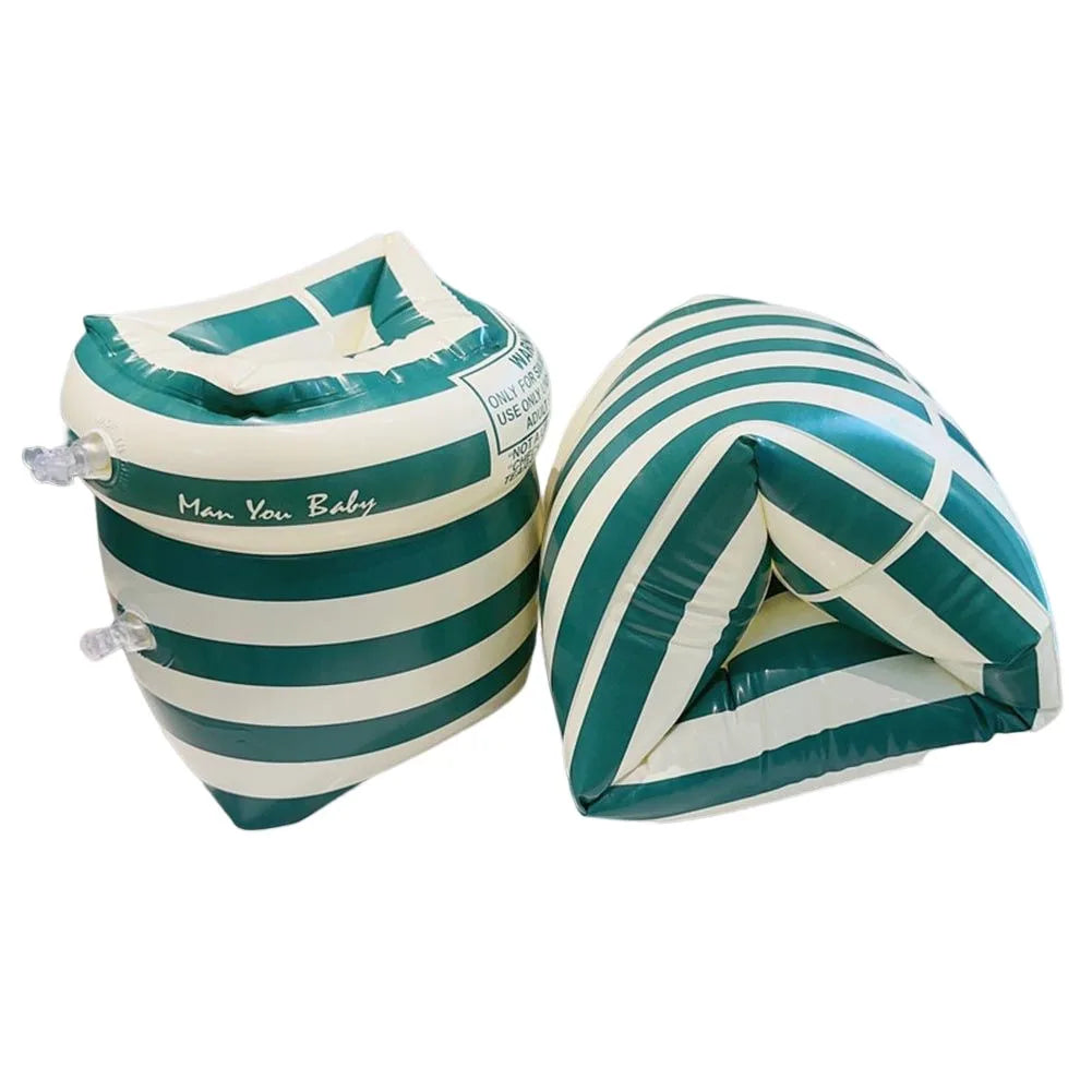 Inflatable Swim Arm Rings for Adults & Kids – 1 Pair Peaceful Pleasures Health and Wellness Olive Green Stripe france