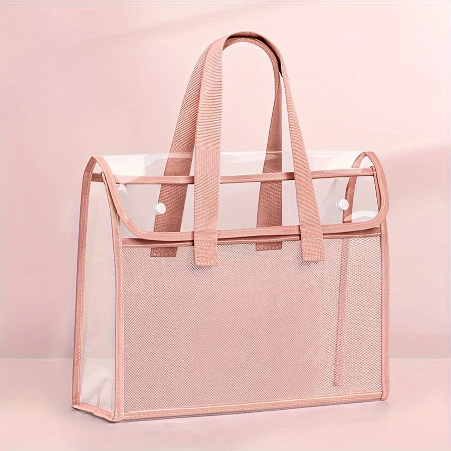 Large Capacity Tote Bag Transparent File Student Textbook Homework