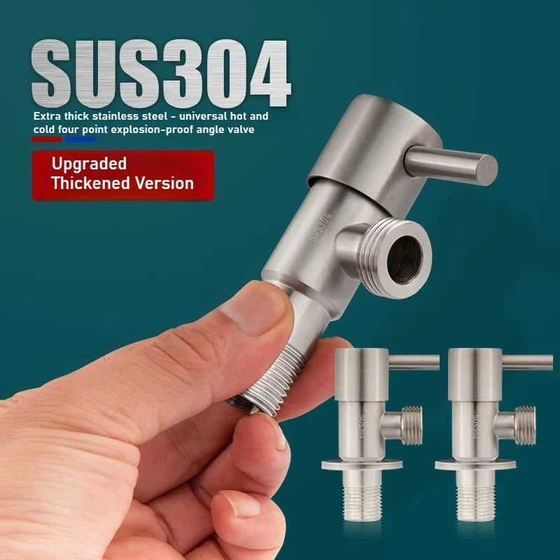 SUS304 Brushed Stainless Angle Valve G1/2" Hot & Cold Shut-Off