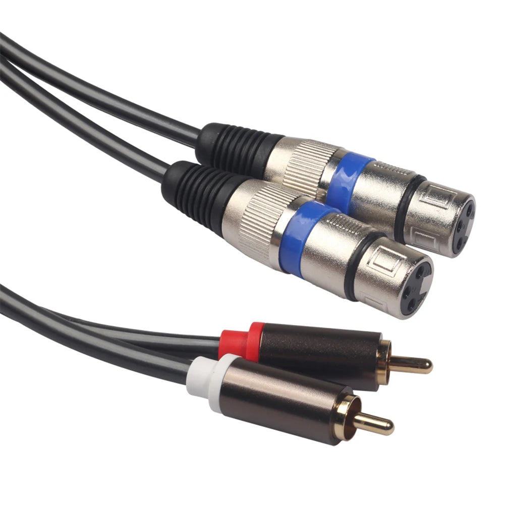 1/2PCS 2RCA To 2XLR Cable Dual XLR Female To Dual RCA Male Audio Cable for Microphone Mixer Amplifier DVD Speaker Microphone ﻿ Peaceful Pleasures Health and Wellness