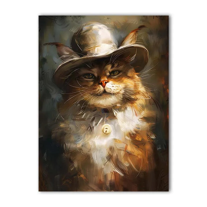 Animals Wall Art Cute Smiling Cat Oil Vintage Canvas Painting Nordic Style Poster Prints Bedroom Living Room Wall Decor Peaceful Pleasures Health and Wellness 05 50x70cm NoFrame China Mainland