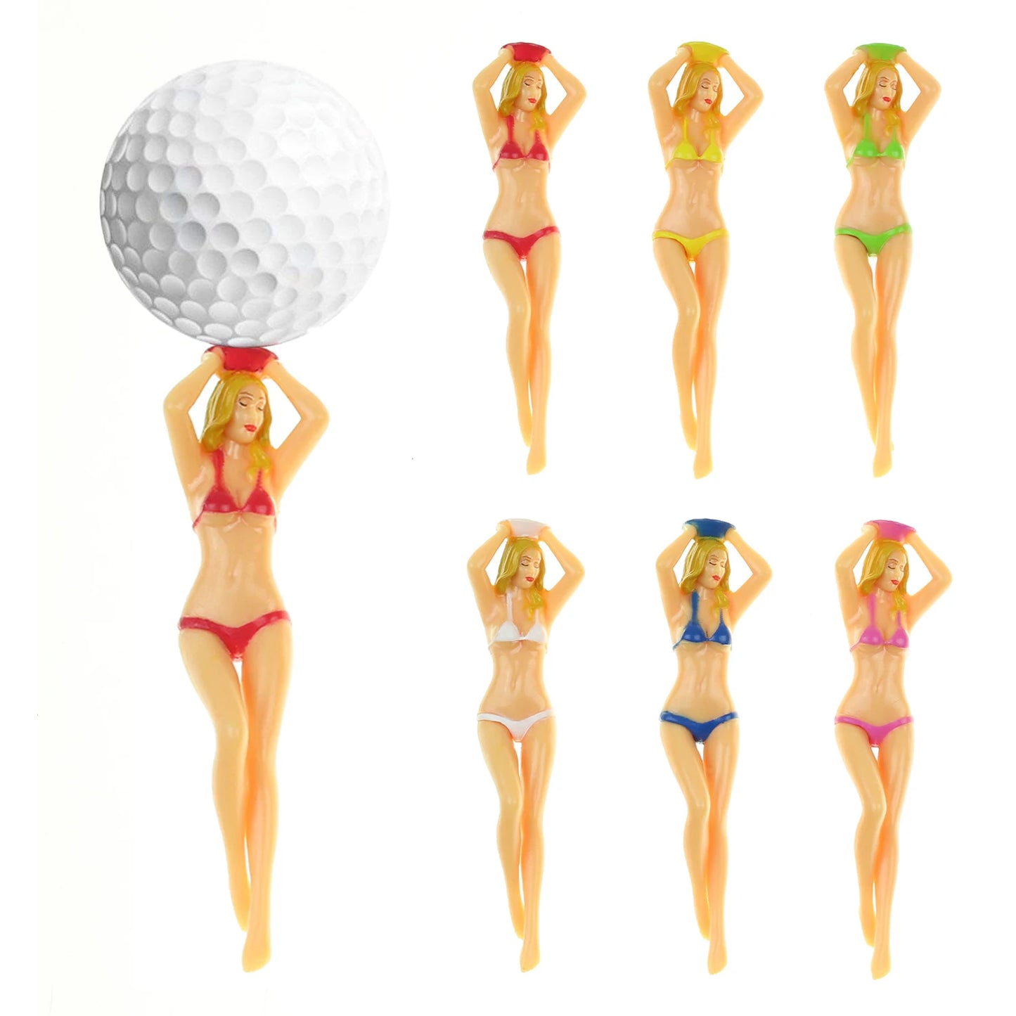 6Pcs/Pack Women's Plastic Golf Tees Accessories Size 76mm(3inch) Sexy Bikini Tees Gift Newest Design Six Colors Golf nail Peaceful Pleasures Health and Wellness