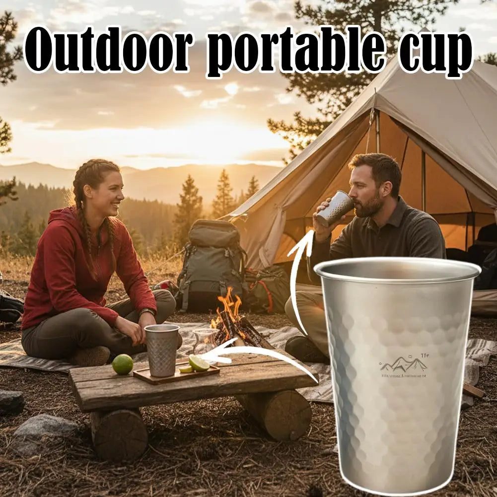 350/500/600ml Portable Outdoor Coffee Tea Mug Ultralight Pure Titanium Camping Cup Picnic Beer Juice Cup Camping Tableware Peaceful Pleasures Health and Wellness