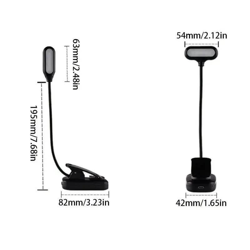Battery Powered Mini LED Book Light with Clip Eye Protection Flexible Reading Lamp Desk Bedside Portable Night Light Study Light Peaceful Pleasures Health and Wellness