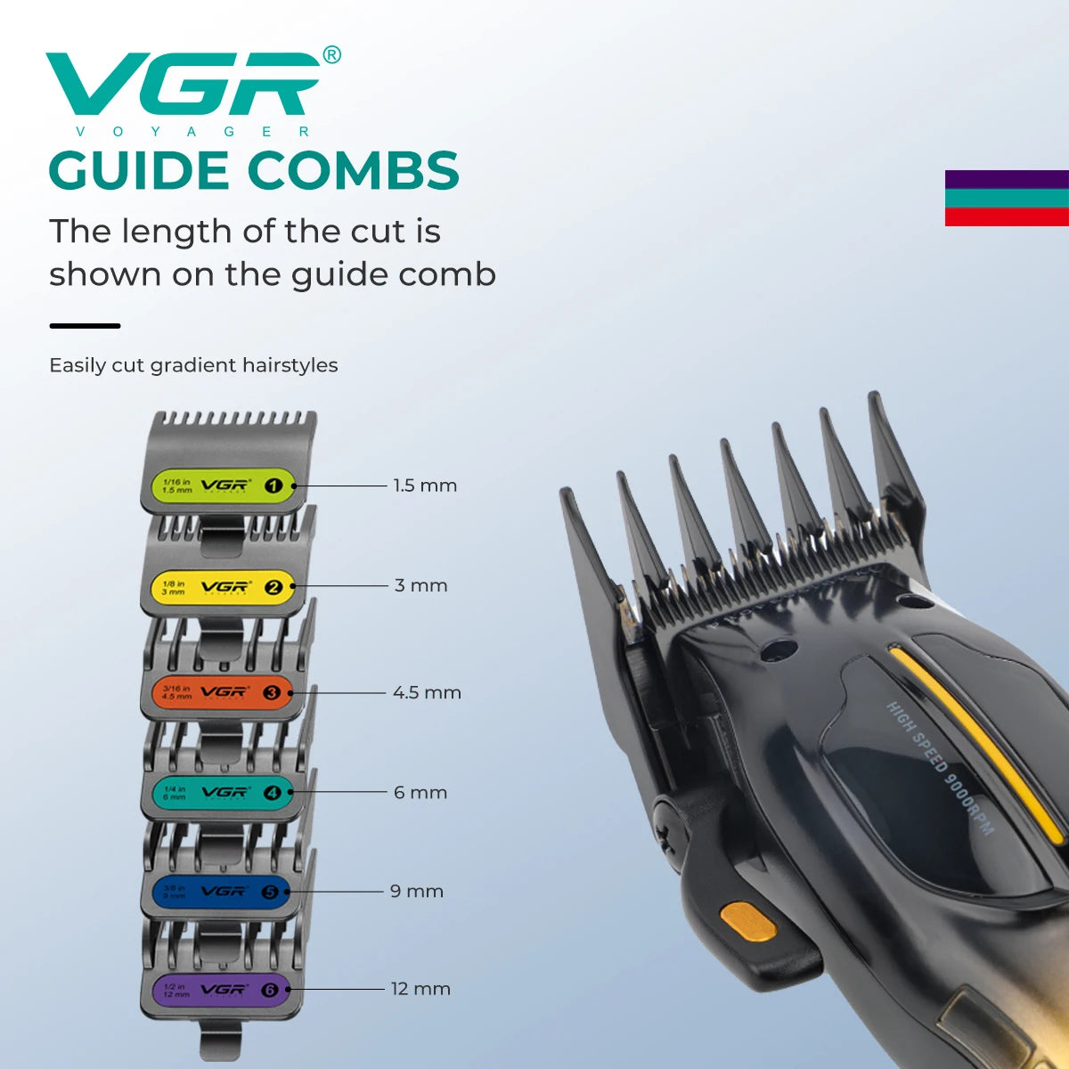 VGR high-end professional hair clipper gradient metal body hair trimmer 9000 RPM LCD digital display electric push shear V-026 Peaceful Pleasures Health and Wellness