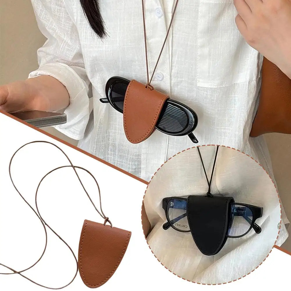 Leather Glasses Neck Lanyard Holder – Unisex Eyewear Pouch