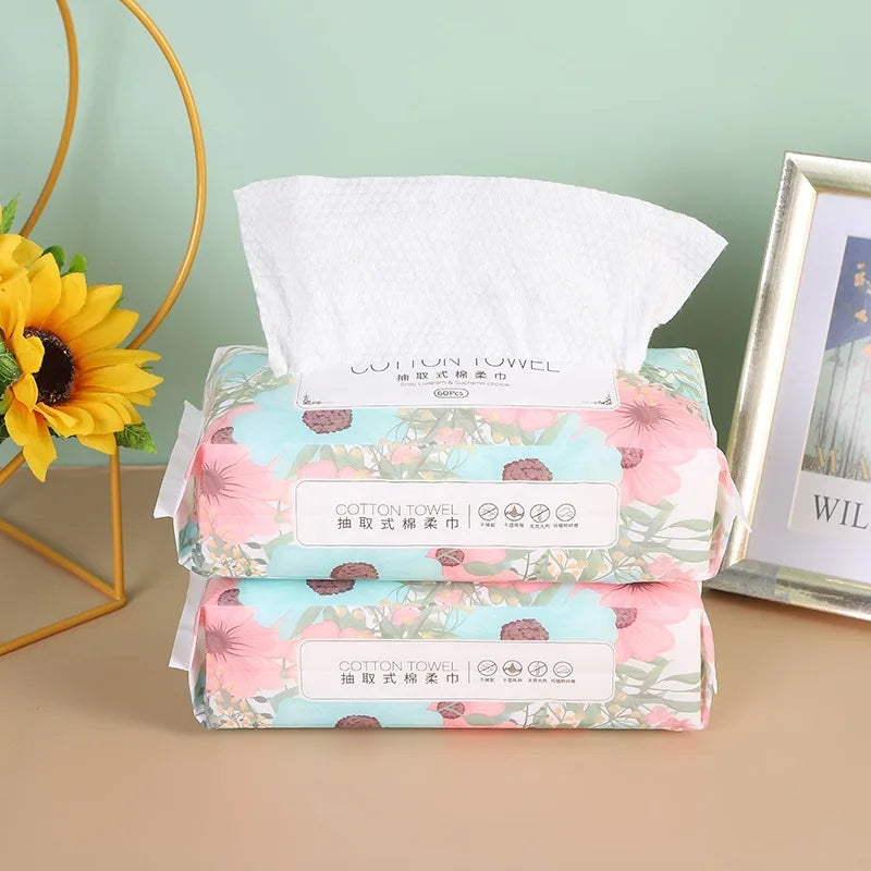 Flower face towel, pure cotton disposable face towel, thickened makeup remover pad, soft cleansing pad, face towel Facial makeup Peaceful Pleasures Health and Wellness