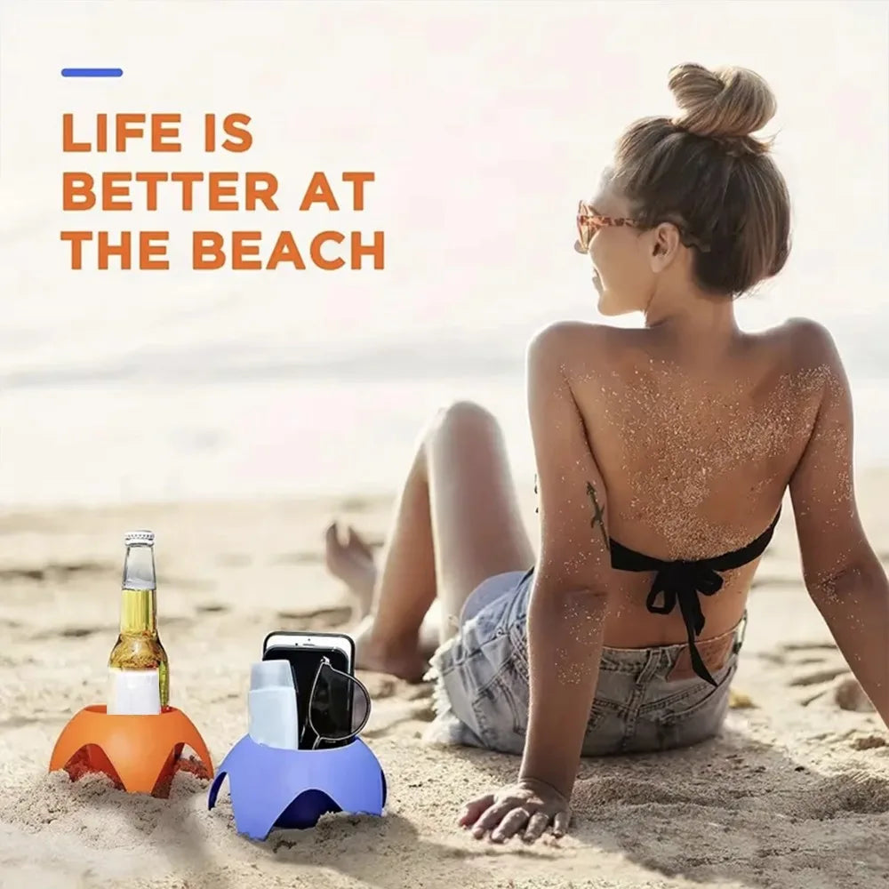 Sands-Free Beach Cup Holder - Foldable & Stackable Portable Drink Stand for Camping/Travel/Outdoor Capacity & Multi-Functional Peaceful Pleasures Health and Wellness