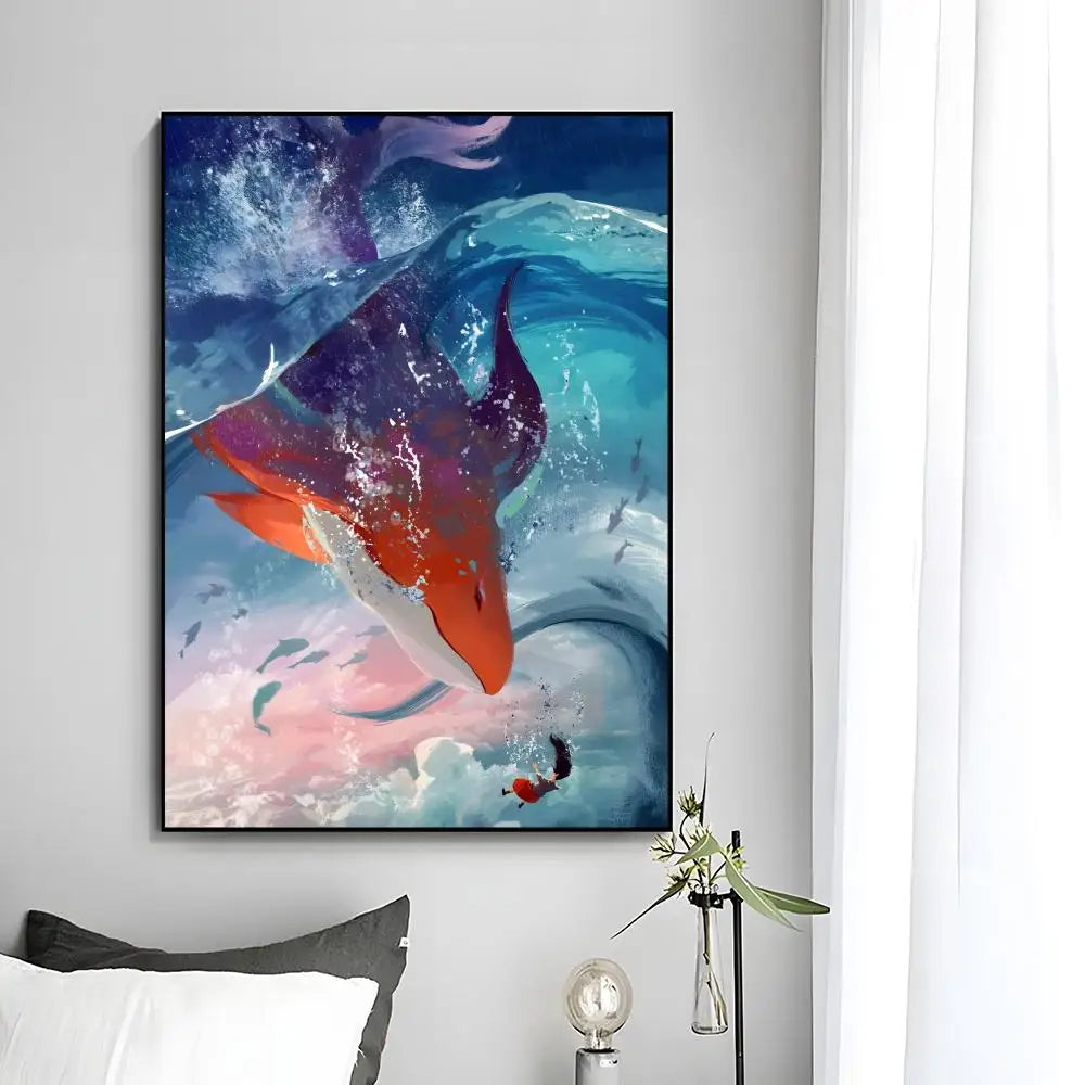 Fantasy Romantic Movie Anime B-Big Fish & Begonia Poster Wall Art Print Poster Decorative Mural Home Decor Gift Unframed Peaceful Pleasures Health and Wellness