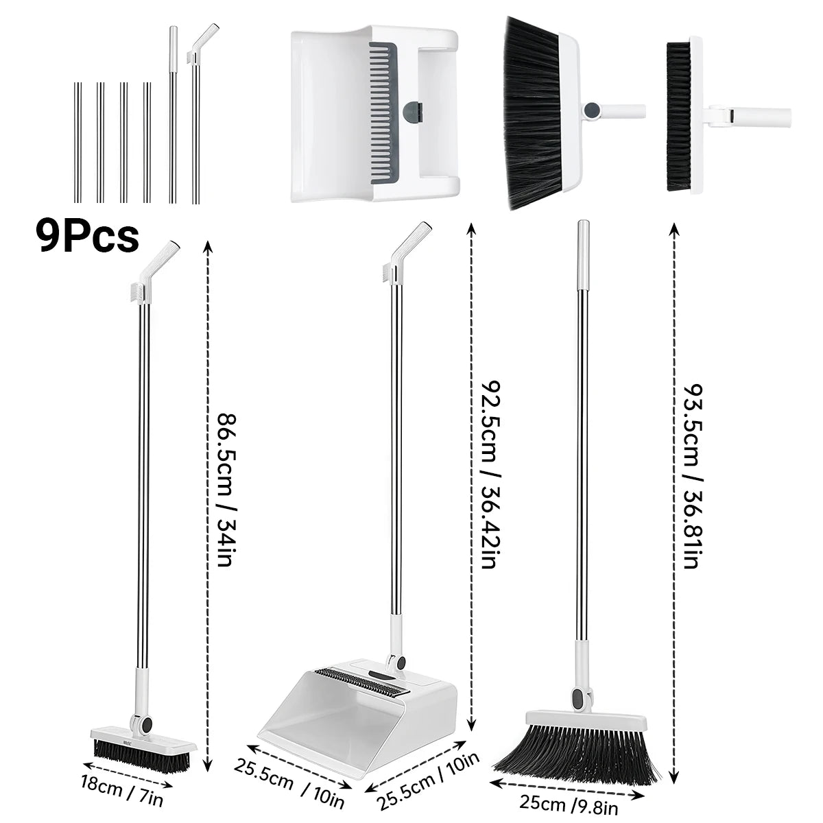 3in 1 Broom and Dustpan Set Floor Brush Long-handled Broom And Dustpan For Home Office School Dorm Peaceful Pleasures Health and Wellness