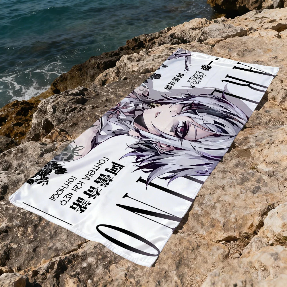 Anime Girl Quick-Dry Beach Towel | Soft Microfiber Pool Towel Quick-Dry Beach Towel Peaceful Pleasures Health and Wellness