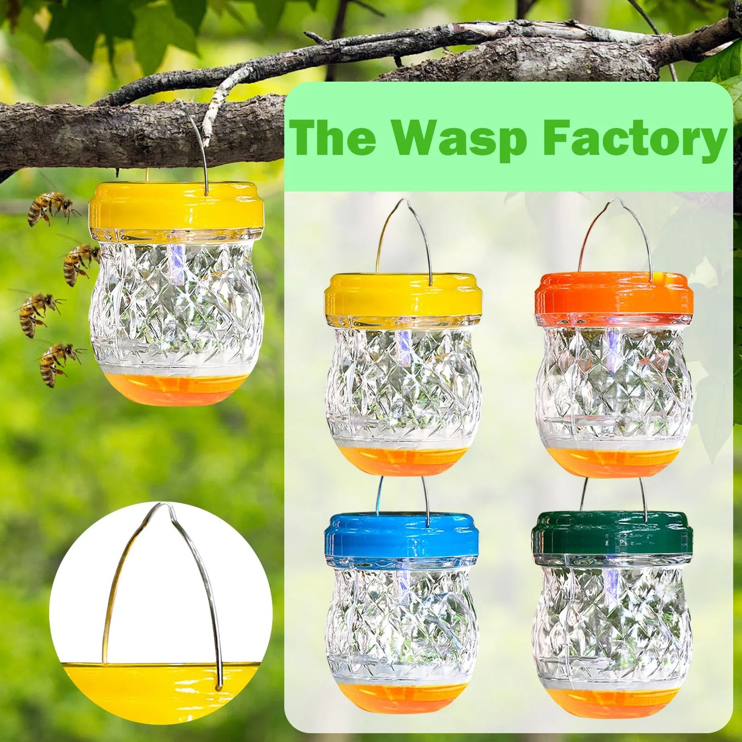 Hornet Trap Hanging Hornets Bee Fly Catcher Wasp Repellent Reusable Non-toxic Pest Control for Home Farm Garden Supplies Peaceful Pleasures Health and Wellness