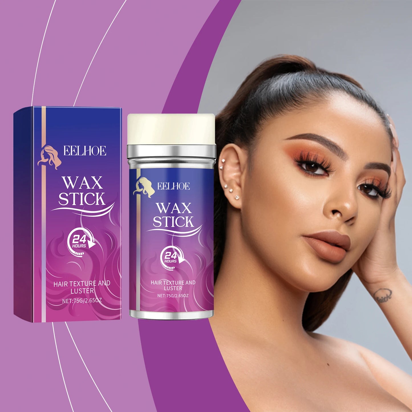 EELHOE Hair Wax Stick Anti-Frizz Strong Hold Styling 75g Hair Wax Stick Peaceful Pleasures Health and Wellness