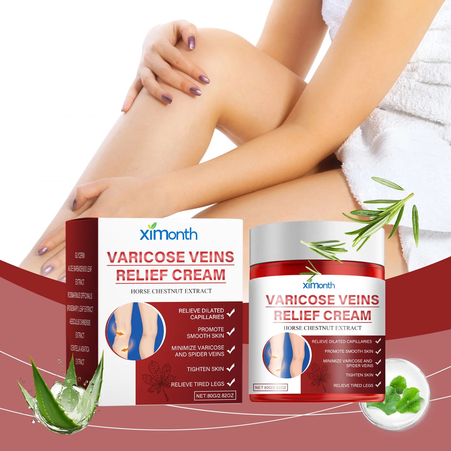 Ximonth Varicose Vein Relief Cream | Leg Swelling & Circulation Leg Relief Cream Peaceful Pleasures Health and Wellness