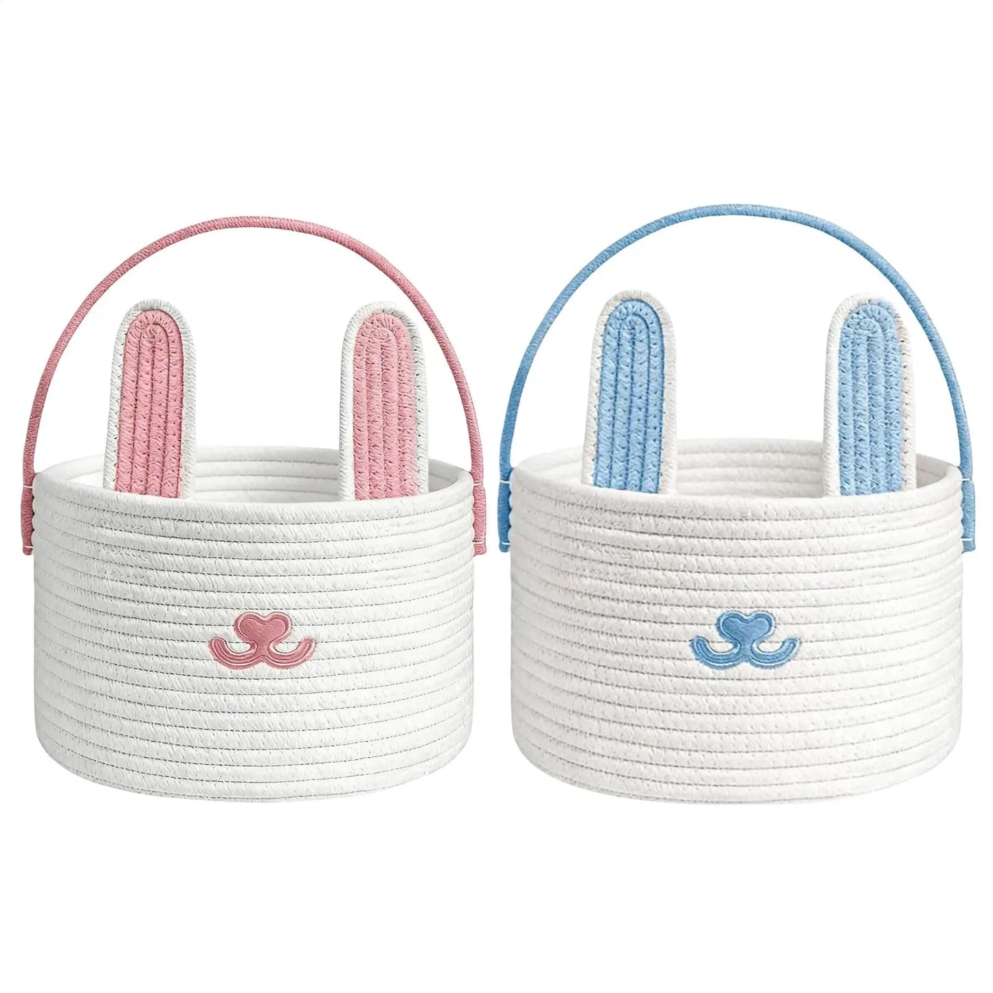 Easter Bunny Basket for Kids – Cotton Rope Egg Hunt Basket