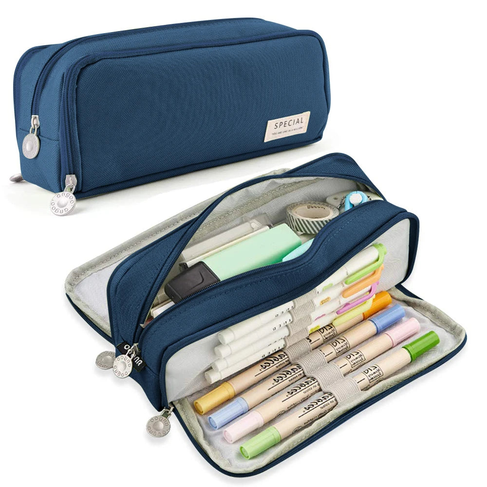 Large 3-Compartment Pencil Case | School & Office Pen Organizer