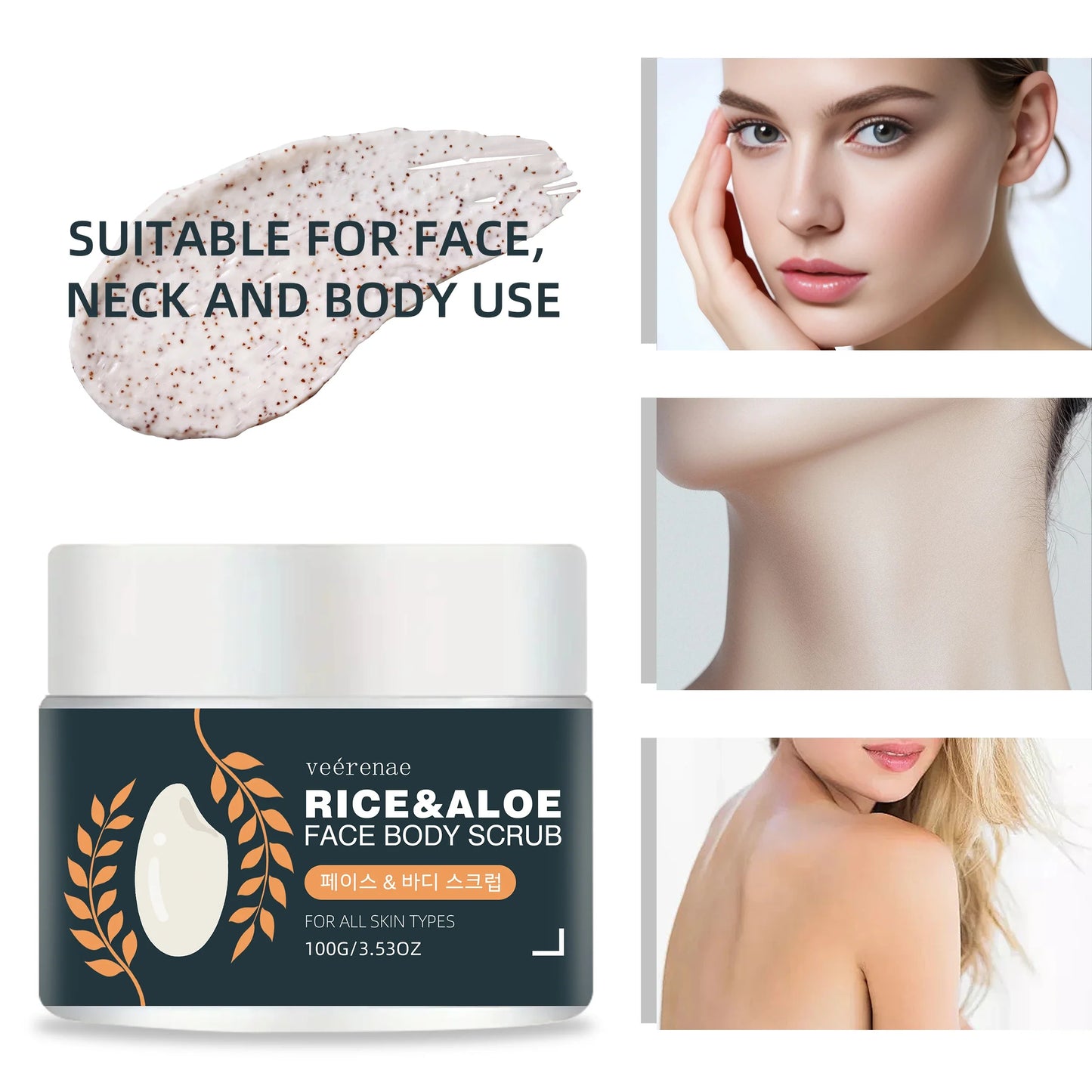 veérenae Rice & Aloe Face Body Scrub – All Skin Types
