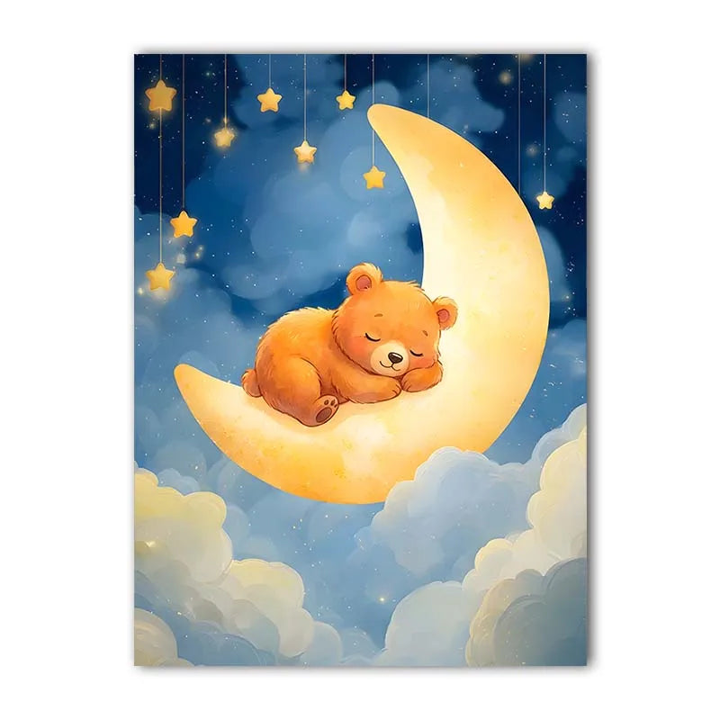 Nordic Animal Moon Canvas Print – Baby Nursery Wall Art Poster Nursery Canvas Print Peaceful Pleasures Health and Wellness 05 15x20cm No Frame China Mainland