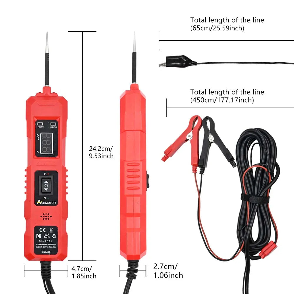 Aermotor Automotive Circuit Tester 6-48V LED Voltage Probe Kit