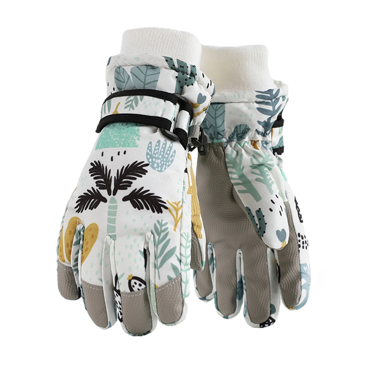 Kids Winter Ski Gloves Thermal Fleece Lined Lightweight Warmth Boys Girls Full Palm Non Slip Gloves for Outdoor Skiing Running Peaceful Pleasures Health and Wellness Forest S