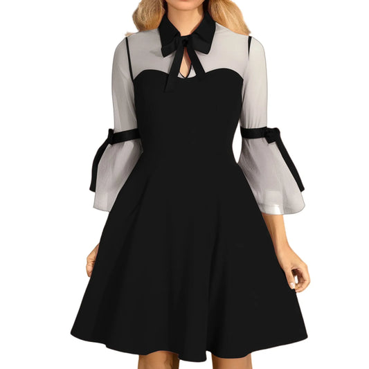 Retro Floral Embroidered Mesh Long Sleeve Mini Dress | Women Women's Mini Dress Peaceful Pleasures Health and Wellness