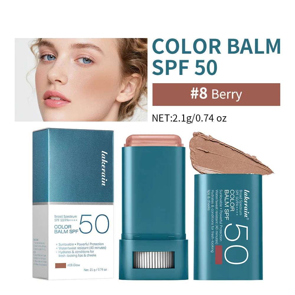 Lip & Cheek Color Balm SPF 50 Mineral Broad Spectrum Sun Protection Water Sweat Resistant Hydrating Long Lasting Buildable Blush Peaceful Pleasures Health and Wellness 08 Glow