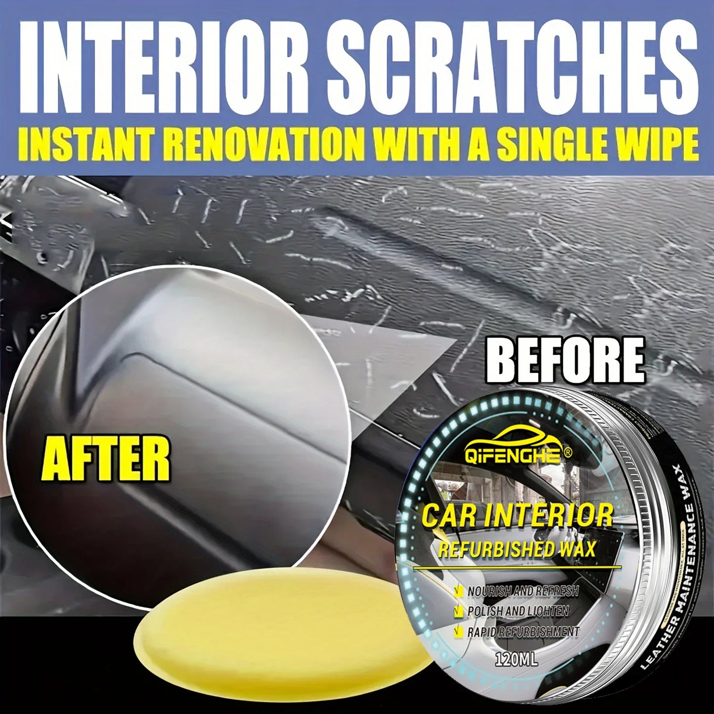 Car Interior Care Cream – Gloss Black PVC Paste for Plastic & Tyres