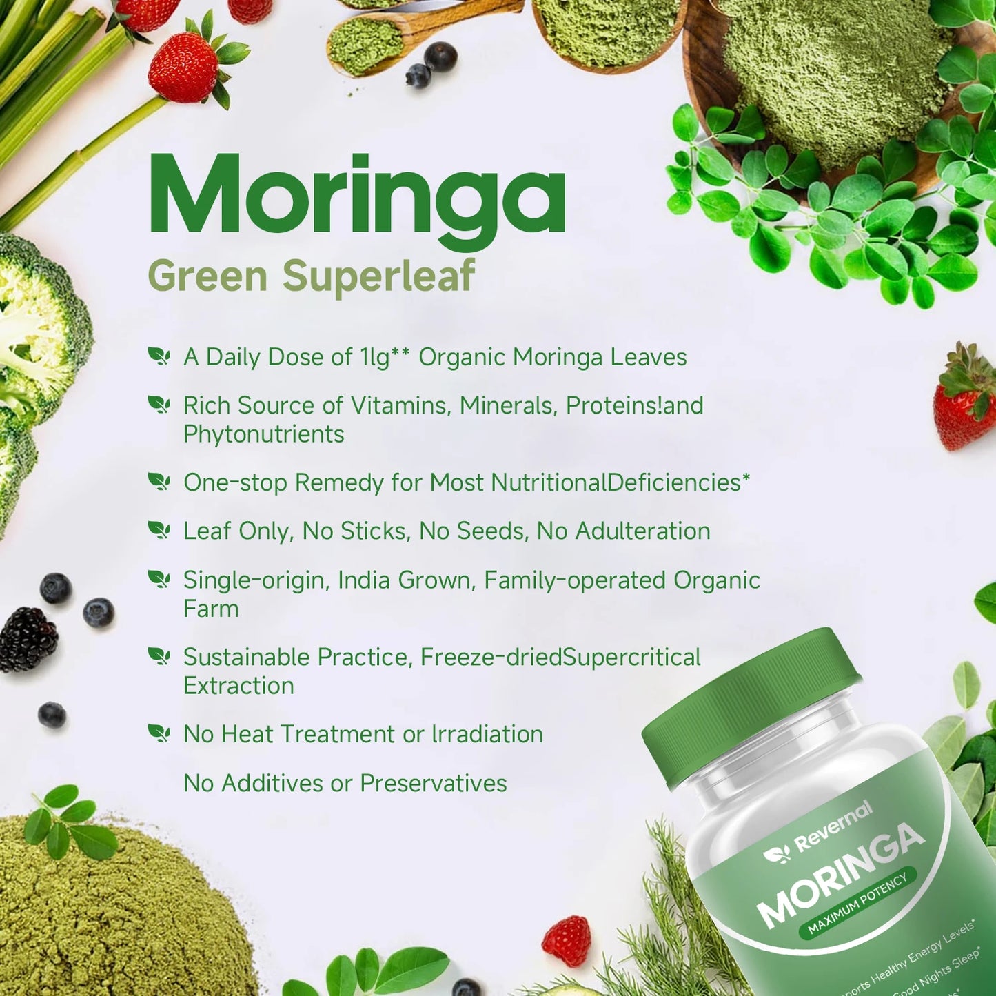 Moringa Powder Capsules 800mg – Pure Antioxidant Superfood | Energy, Immunity & Nutrition Support Peaceful Pleasures Health and Wellness