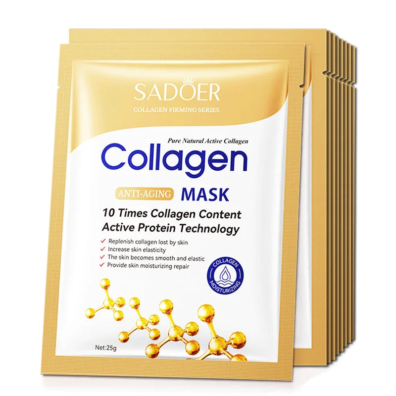 SADOER Collagen Face Mask 10pcs – Firming & Moisturizing Sheet Mask
