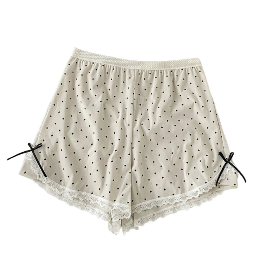 Women's Lace Safety Shorts | Soft Mid-Waist Polka Dot Underpants Women's Safety Shorts Peaceful Pleasures Health and Wellness Khaki One Size