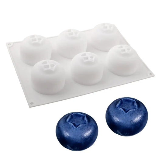 6-Cavity Blueberry Silicone Mold | 3D Mousse Cake & Desserts Silicone Baking Mold Oasis Select White
