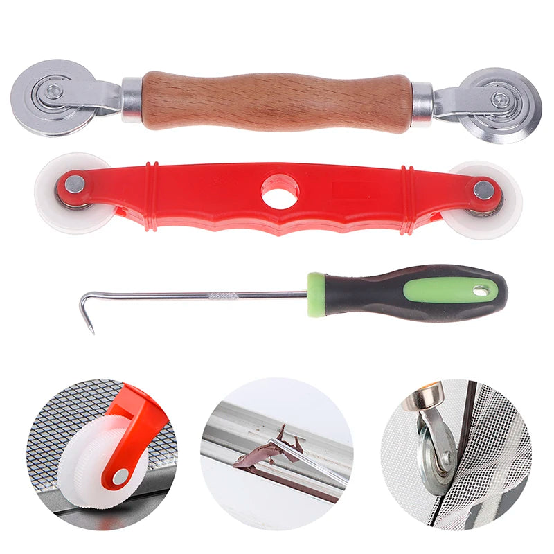 3pcs/set DIY Window Accessories Window Install Tools Press Screen Pulley Roller Repair Tool Screen Door Mesh Pressing Wheel Kit Peaceful Pleasures Health and Wellness