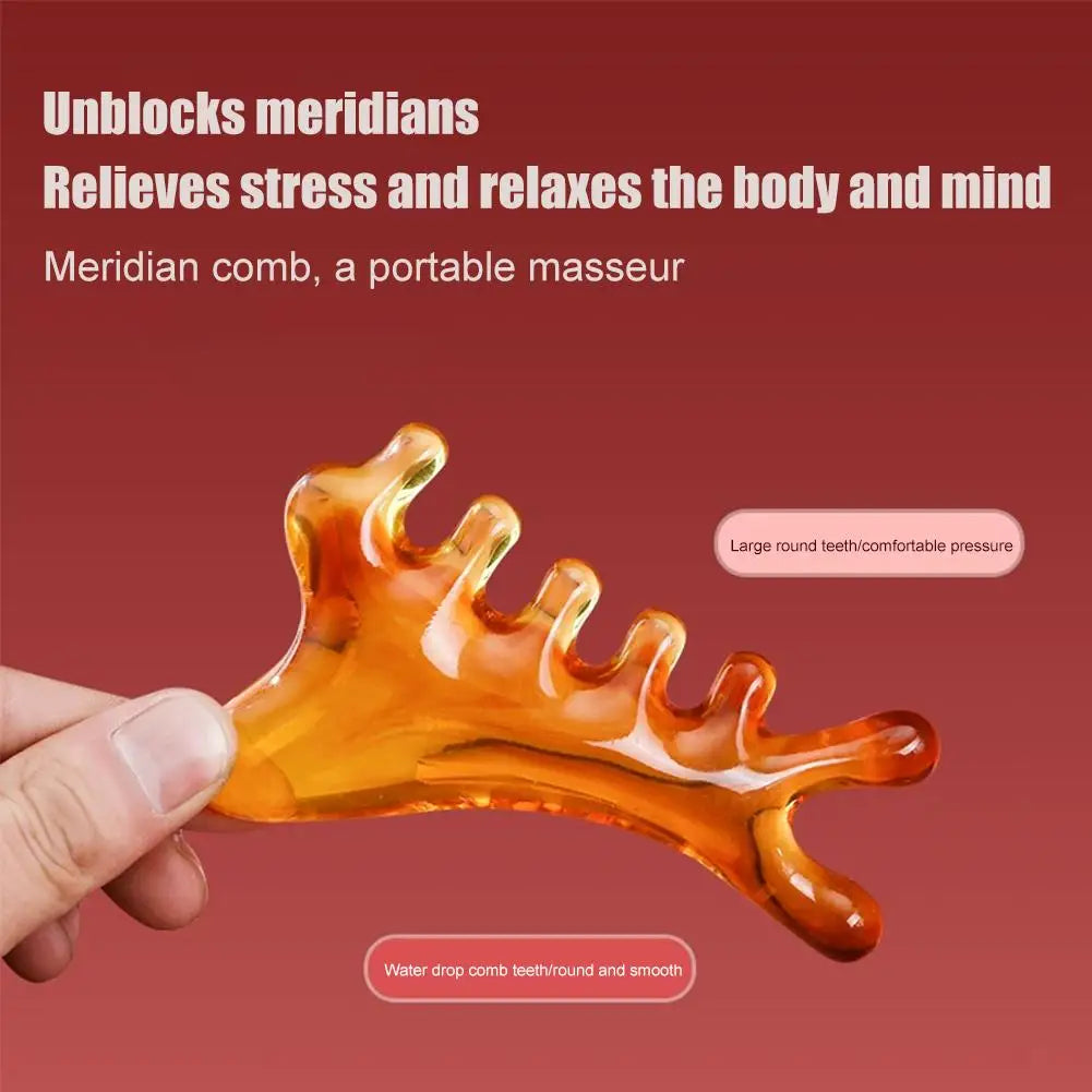 Head Massage Scalp Four-in-one Massage Comb Meridian Scalp Resin Scalp Massage Comb Head Unblocking Face Nose Massager Guasha Peaceful Pleasures Health and Wellness