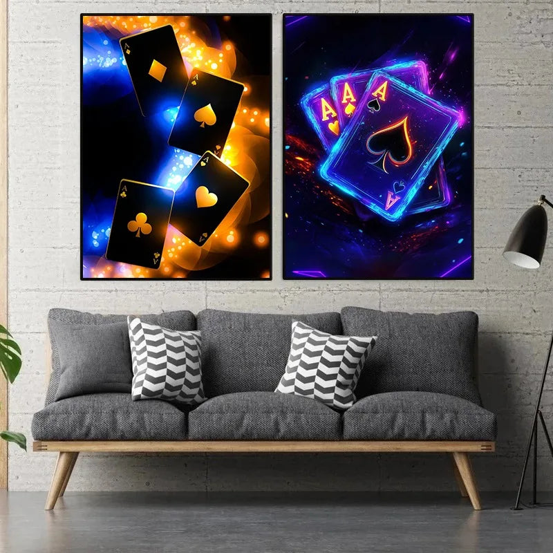 Casino Poker Dice Roulette Slots Gambling Poster Modern Print Canvas Painting Wall Art Picture for Club Living Room Home Deco Peaceful Pleasures Health and Wellness
