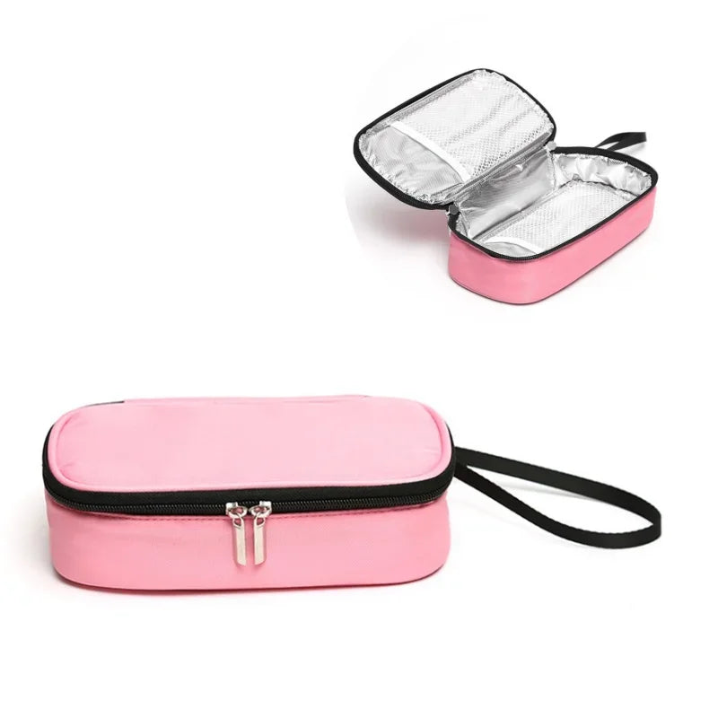 Portable First Aid Kit Insulin Cooling Bag Diabetic Pocket Pill Protector Waterproof Thermal Insulated medical Cooler No Gel Peaceful Pleasures Health and Wellness Pink 1pc