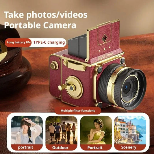 Simulation Dual-Lens Reflex Portable CCD Camera Retro 4K ultra-clear Digital Camera Compact Vintage Portable for Birthday Gift Peaceful Pleasures Health and Wellness