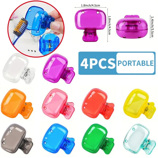 4PCS Portable Toothbrush Storage Clip Travel Essential Protective Cover - Durable Toothbrush Case for On-the-Go Hygiene Peaceful Pleasures Health and Wellness