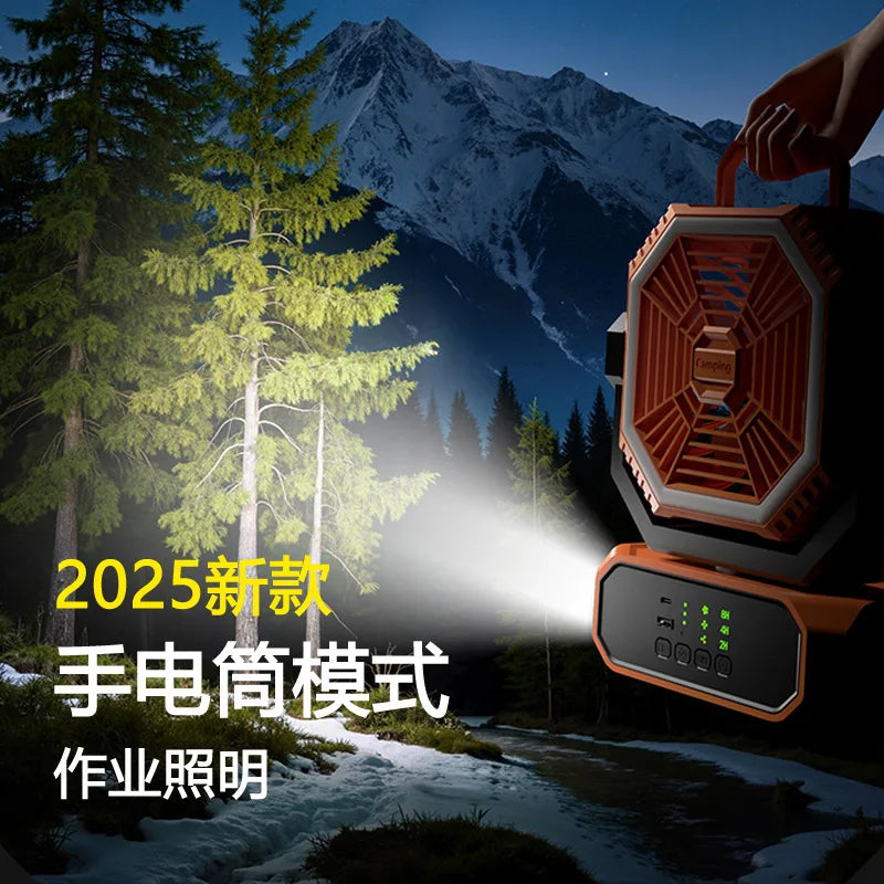 URGGU Rechargeable Camping Fan with LED Light & Remote