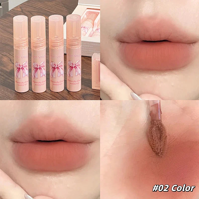 6-Piece Matte Lip Gloss & Blush Set with Necklace | ARTVALUE
