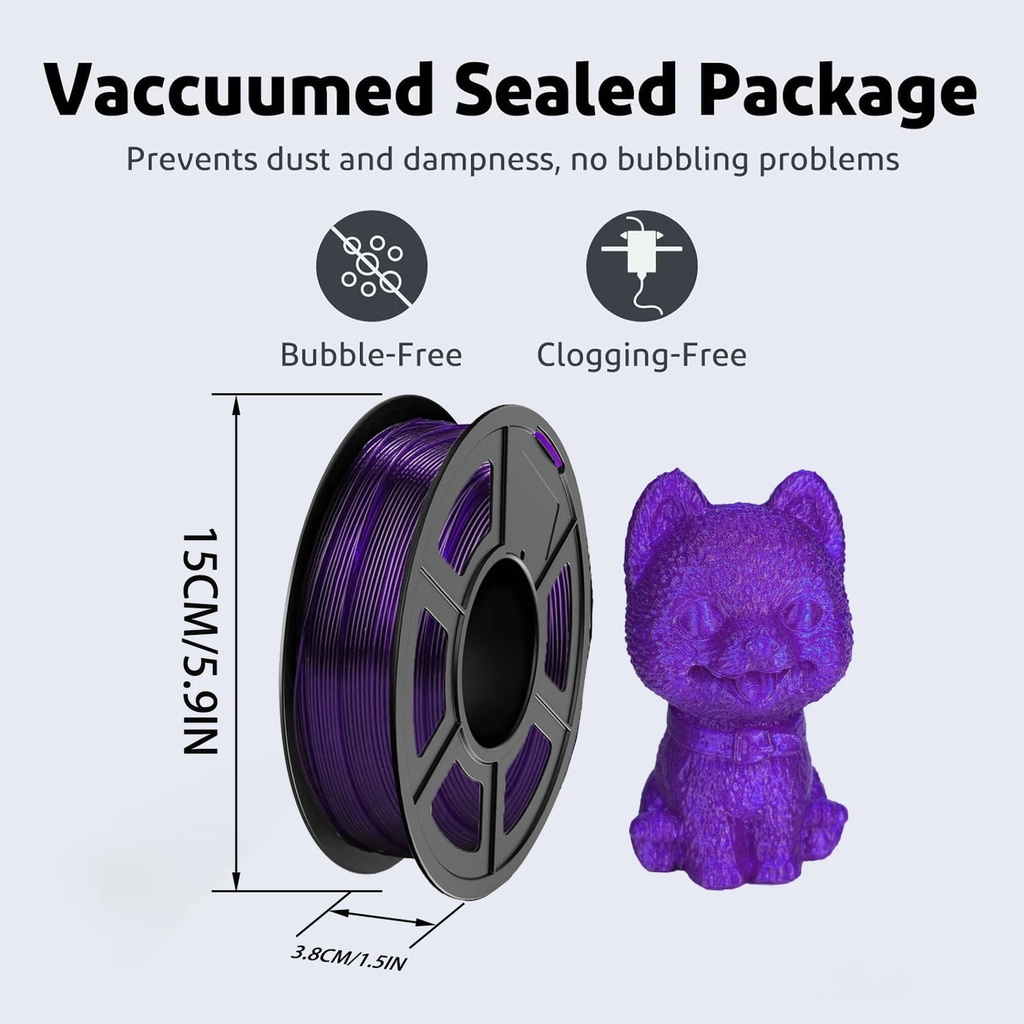 PETG Filament 1.75mm Translucent Purple ±0.02mm | DINGSUN 3D