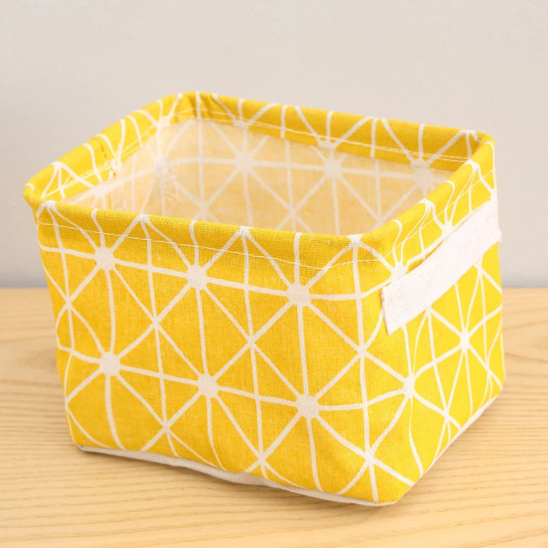 Random Cotton Hemp Storage Basket with Handheld Printed Tabletop, Miscellaneous Sorting Cabinet, Small Clothing, Fabric Storage Peaceful Pleasures Health and Wellness