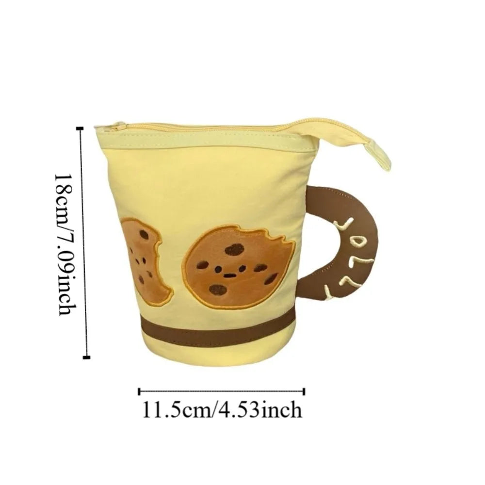 Desktop Storage Cartoon Stationery Bag Cookies Fruits Water Cup Shape Korean Style Pencil Case Y2K Ins Style Large Capacity Peaceful Pleasures Health and Wellness