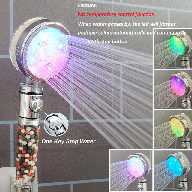 LED Color-Changing Shower Head | 3 & 7 Colors, Water Saving