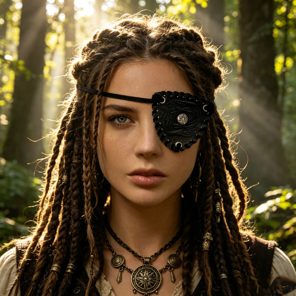 Vintage Pirate Leather Eye Patch Waist Accessory Retro Rivet Eyepatch