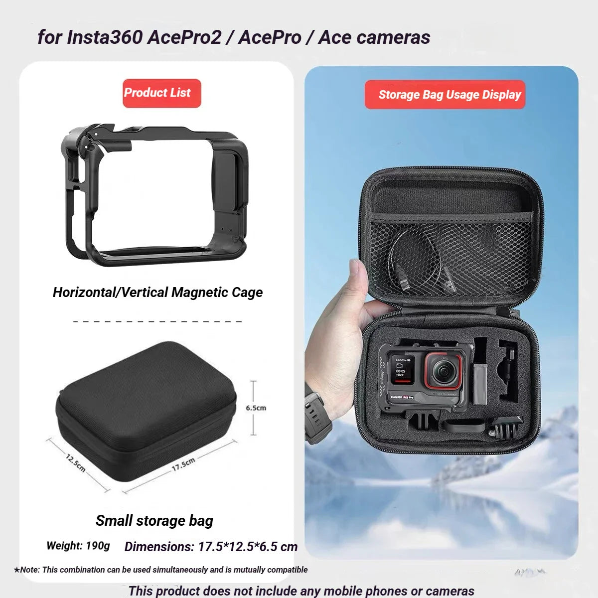 aMagisn Plastic Cage for Insta360 Ace Pro 2 / Ace Pro / Ace